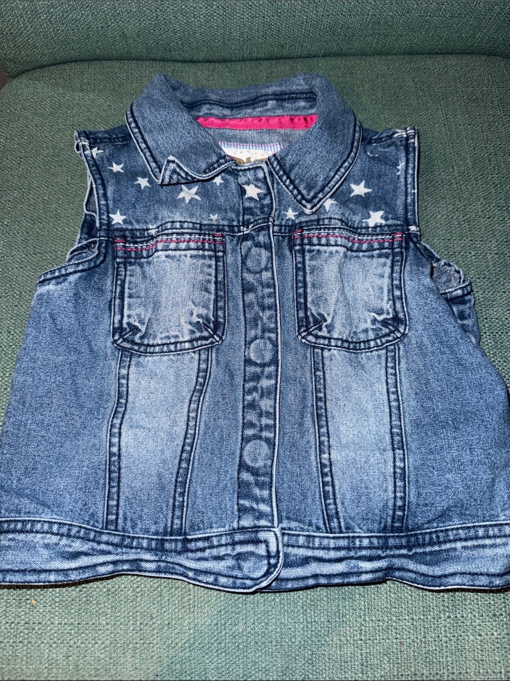 Tommy Hilfiger Girls' Star Print Denim Vest Size Medium (8-10) 🔥 B3